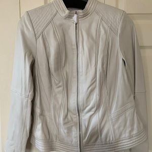 New white genuine leather moto racer jacket sz. 18